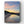 Estuary landscape with a pastel sunset over water and trees, on a white background